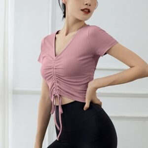 Women's V-Neck Elastic Tops FYD001