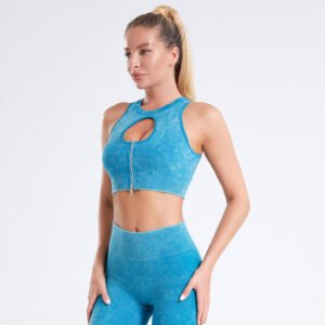 Seamless Zippered Washed Yoga Sports Set MMT009