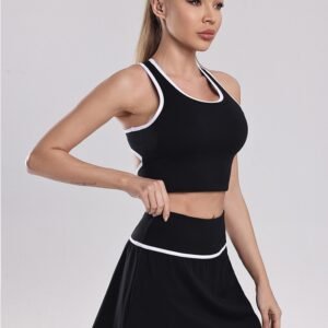 Seamless Contrast Color Baseball Skirt Yoga Sports Set XYH001